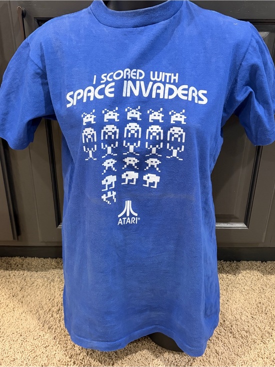 Vtg 1980s Atari I Scored W/ Space Invaders Tee M Collegiate Pacific SingleStitch